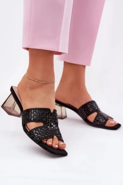 Best Buty damskie Vinceza Klapki Damskie Na Słupku Vinceza 62230 Czarne