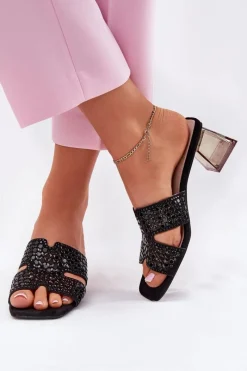 Best Buty damskie Vinceza Klapki Damskie Na Słupku Vinceza 62230 Czarne