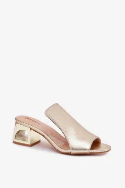 Outlet Boto Klapki Damskie Na Słupku Złote Tessira