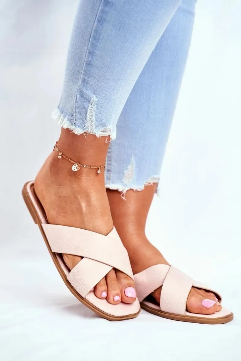 Best Boto Klapki Damskie Paski na Krzyż Beżowe Philippines