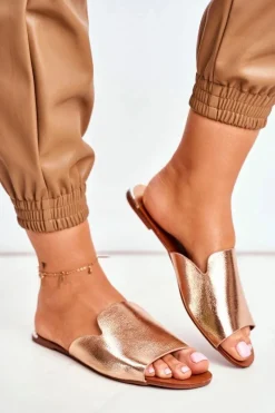 Best Klapki Damskie Płaskie Różowe Złoto Mimios Damskie Klapki Damskie Klasyczne