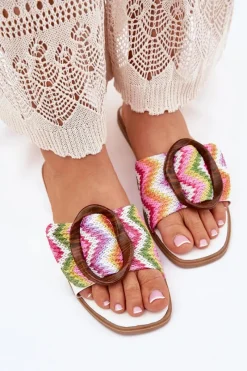 Sale Boto Klapki Damskie Płaskie Z Ozdobną Klamrą Białe Luwam Biały