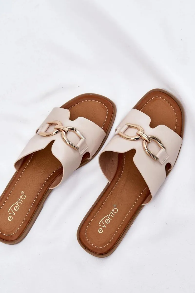 Best Klapki Damskie Płaskie Z Ozdobnym Detalem Beżowe Amiresna Damskie Klapki Damskie Klasyczne