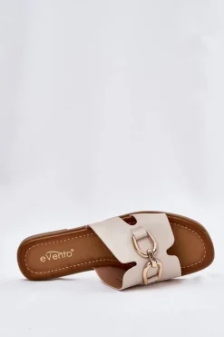 Best Klapki Damskie Płaskie Z Ozdobnym Detalem Beżowe Amiresna Damskie Klapki Damskie Klasyczne