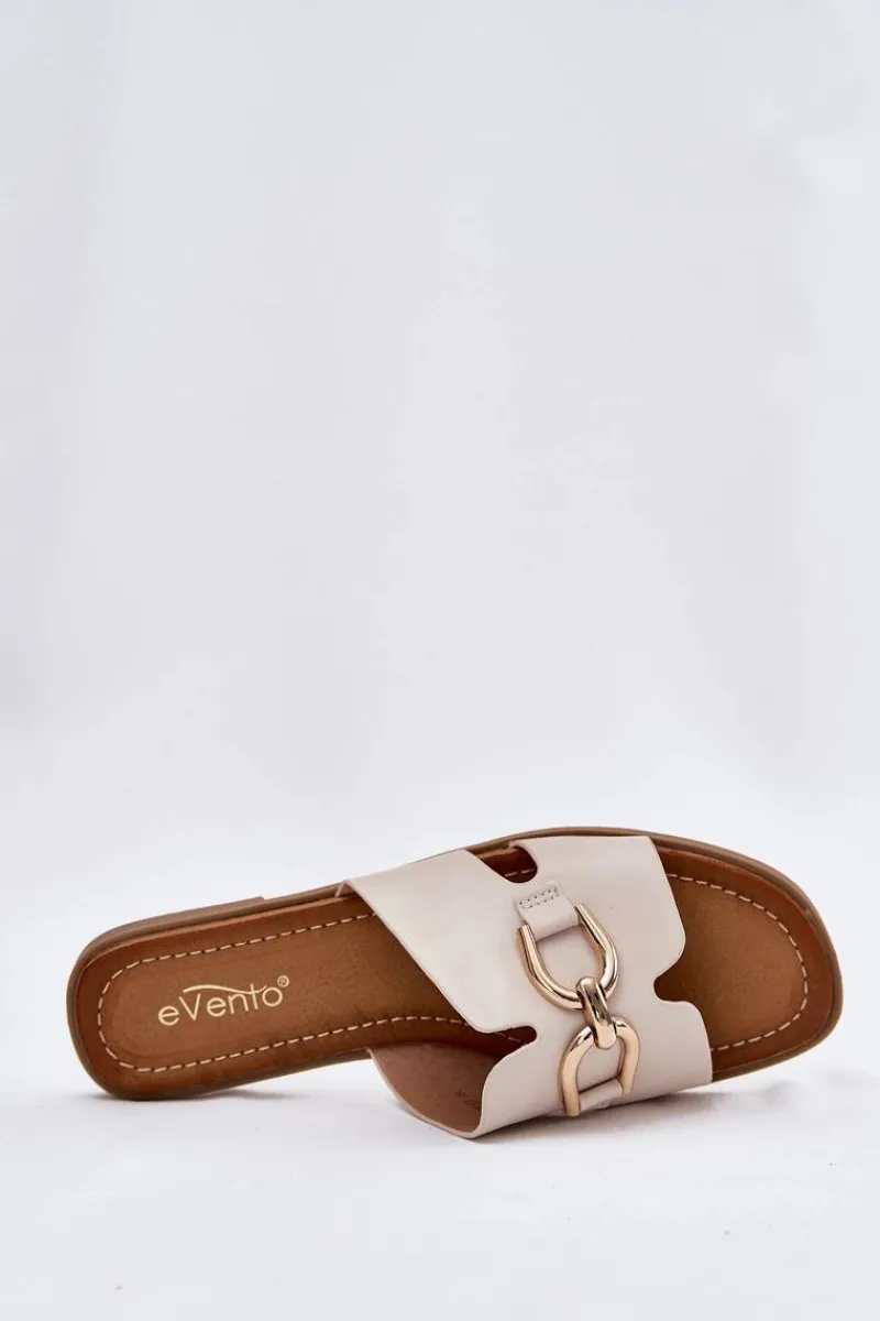 Best Klapki Damskie Płaskie Z Ozdobnym Detalem Beżowe Amiresna Damskie Klapki Damskie Klasyczne