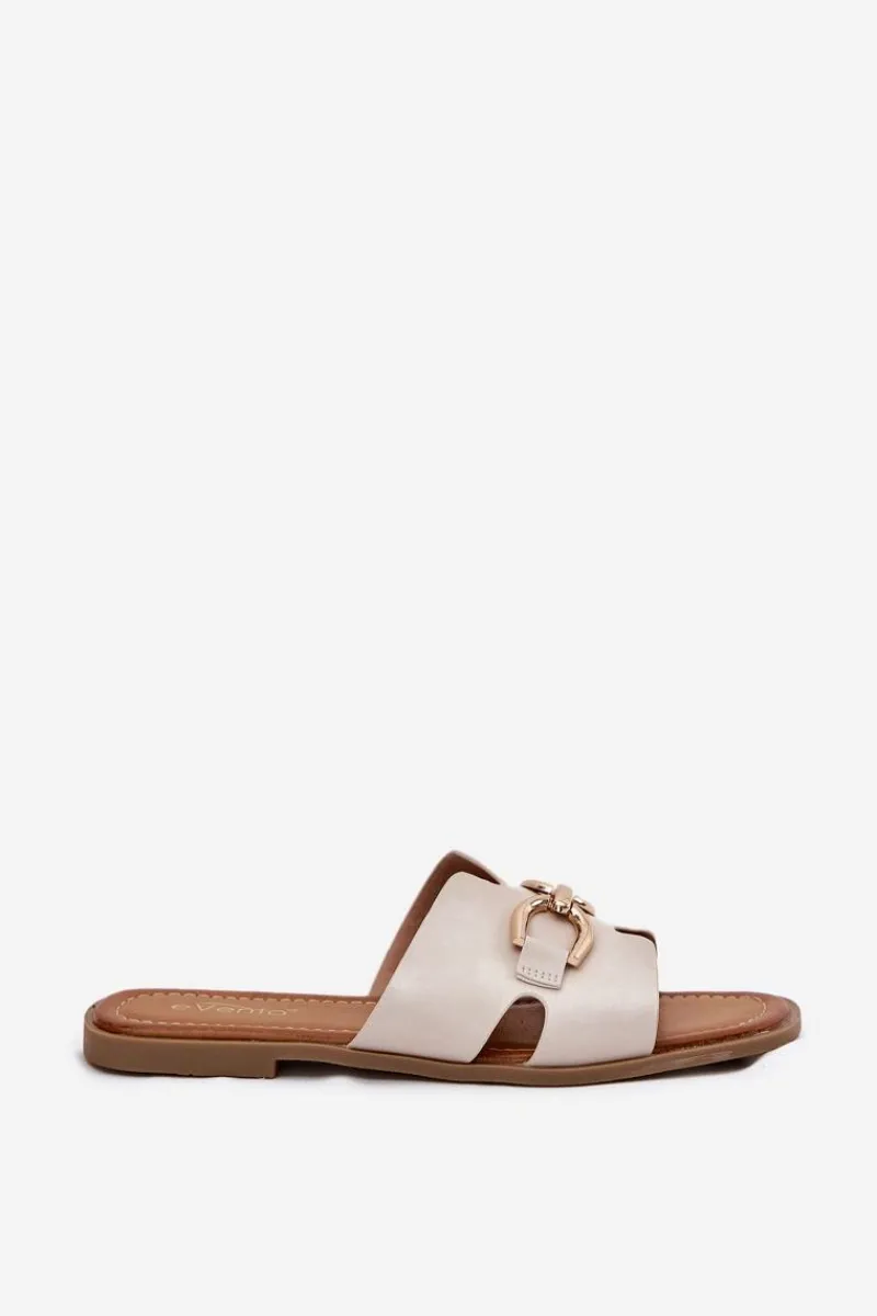 Best Klapki Damskie Płaskie Z Ozdobnym Detalem Beżowe Amiresna Damskie Klapki Damskie Klasyczne