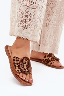 Best Klapki Damskie Płaskie Z Ozdobną Klamrą Panterka Luwam Damskie Klapki Damskie Klasyczne