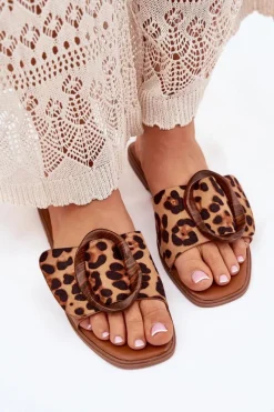 Best Klapki Damskie Płaskie Z Ozdobną Klamrą Panterka Luwam Damskie Klapki Damskie Klasyczne