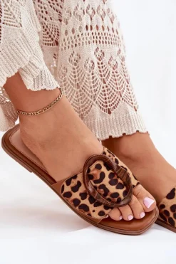 Best Klapki Damskie Płaskie Z Ozdobną Klamrą Panterka Luwam Damskie Klapki Damskie Klasyczne