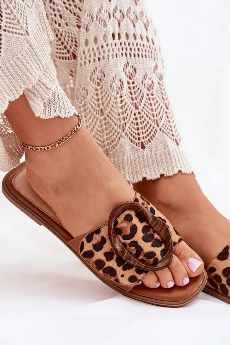 Best Klapki Damskie Płaskie Z Ozdobną Klamrą Panterka Luwam Damskie Klapki Damskie Klasyczne