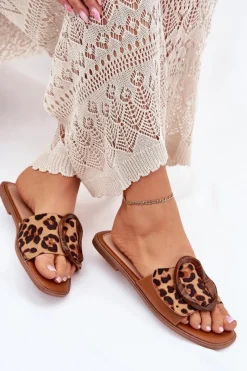 Best Klapki Damskie Płaskie Z Ozdobną Klamrą Panterka Luwam Damskie Klapki Damskie Klasyczne