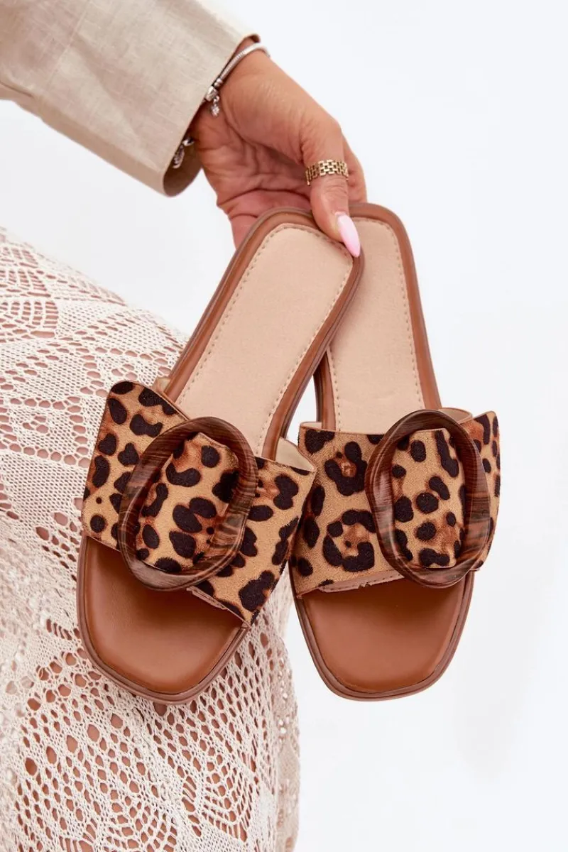 Best Klapki Damskie Płaskie Z Ozdobną Klamrą Panterka Luwam Damskie Klapki Damskie Klasyczne