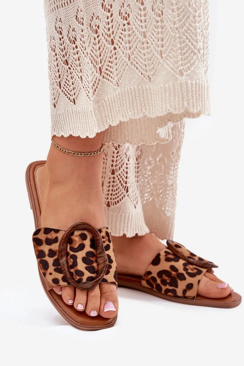 Best Klapki Damskie Płaskie Z Ozdobną Klamrą Panterka Luwam Damskie Klapki Damskie Klasyczne