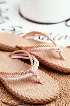 New Klapki Damskie Piankowe Japonki Sznurek Różowe Madrid Damskie Klapki Damskie Japonki