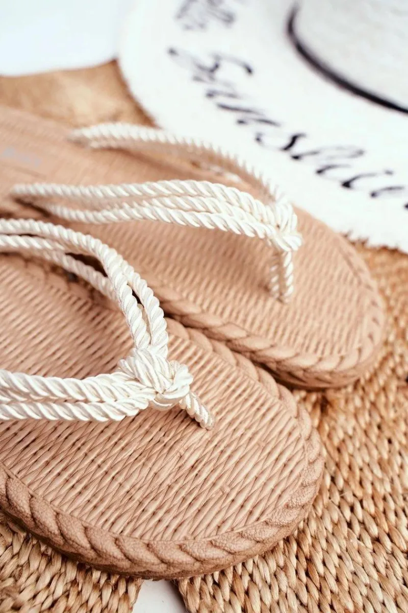 Klapki Damskie Japonki>Boto Klapki Damskie Piankowe Japonki Sznurek Białe Madrid