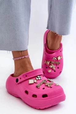 Klapki Na Platformie|Klapki Damskie Klasyczne>Boto Klapki Damskie Piankowe Lekkie Na Grubej Podeszwie Z Przypinkami Fuksja Effiora