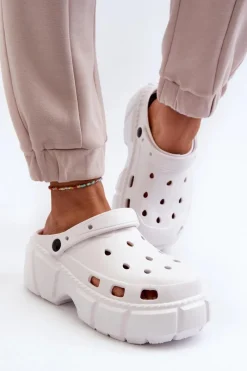 Hot Boto Klapki Damskie Piankowe Na Masywnej Podeszwie Białe Witima Biały