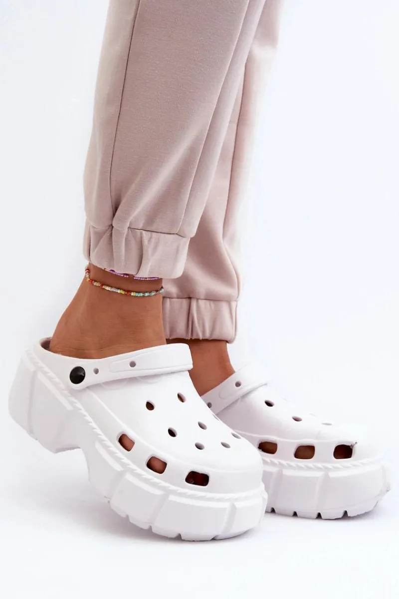 Hot Boto Klapki Damskie Piankowe Na Masywnej Podeszwie Białe Witima Biały