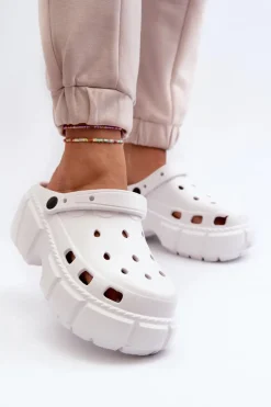 Hot Boto Klapki Damskie Piankowe Na Masywnej Podeszwie Białe Witima Biały