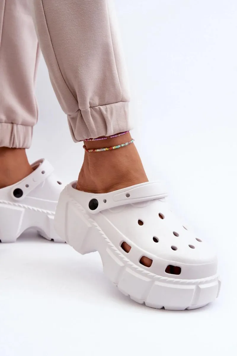 Hot Boto Klapki Damskie Piankowe Na Masywnej Podeszwie Białe Witima Biały