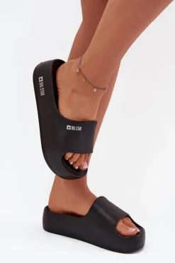 Sale Klapki Damskie Piankowe Na Masywnej Platformie Big Star SS274721 Czarne Damskie Klapki Damskie Big Star|Klapki Basenowe