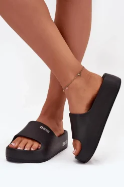 Sale Klapki Damskie Piankowe Na Masywnej Platformie Big Star SS274721 Czarne Damskie Klapki Damskie Big Star|Klapki Basenowe