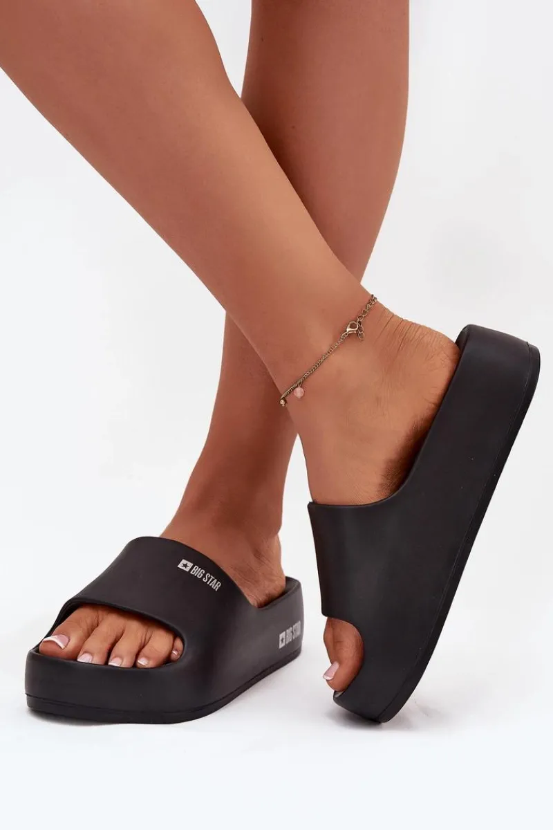 Sale Klapki Damskie Piankowe Na Masywnej Platformie Big Star SS274721 Czarne Damskie Klapki Damskie Big Star|Klapki Basenowe