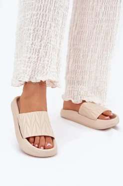 Boto Klapki Damskie Piankowe Na Platformie Beżowe Vanesha