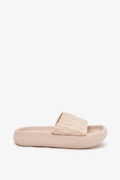 Boto Klapki Damskie Piankowe Na Platformie Beżowe Vanesha