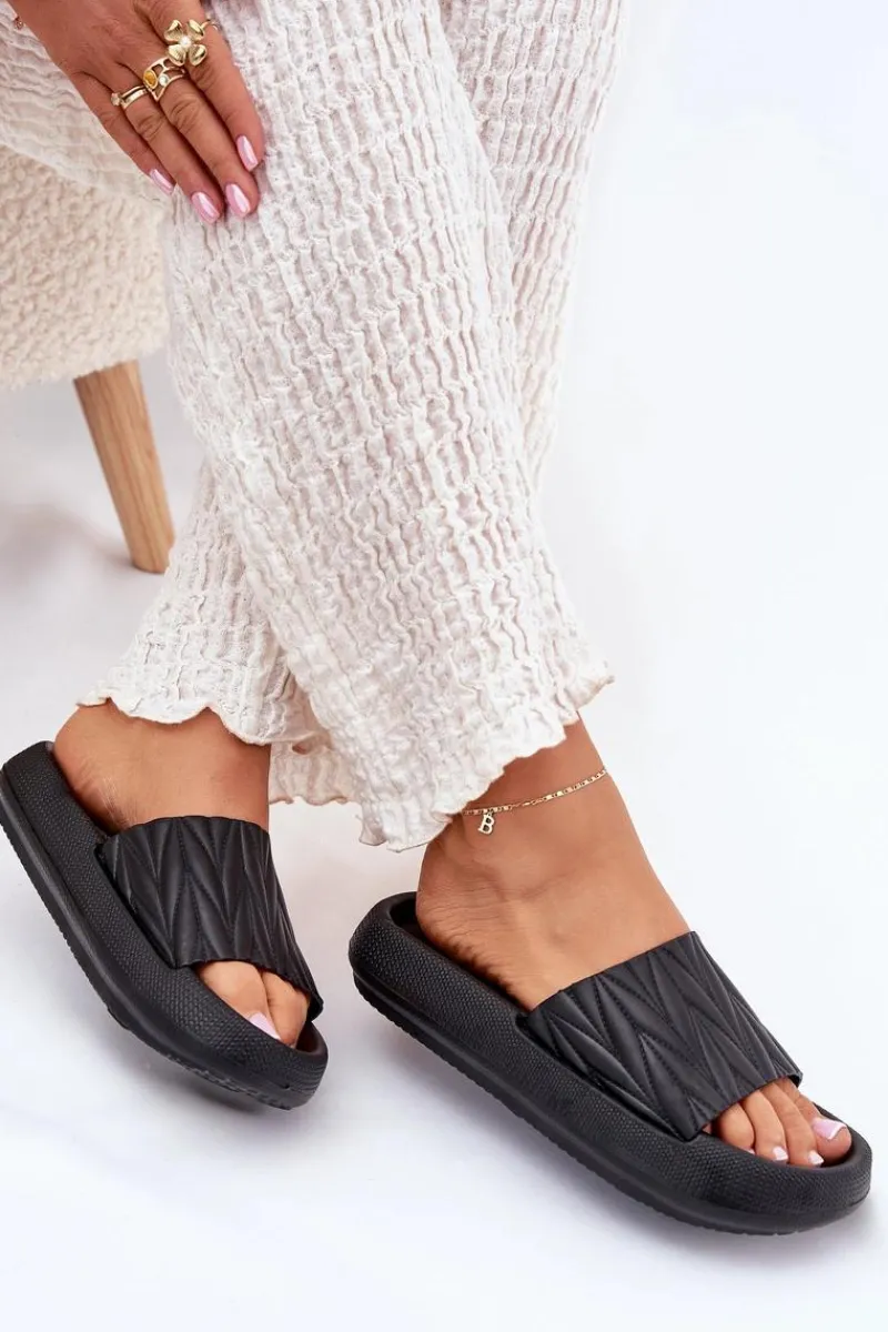 Discount Boto Klapki Damskie Piankowe Na Platformie Czarne Vanesha