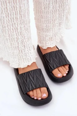 Discount Boto Klapki Damskie Piankowe Na Platformie Czarne Vanesha