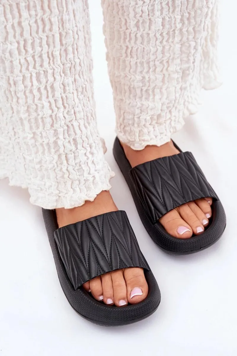 Discount Boto Klapki Damskie Piankowe Na Platformie Czarne Vanesha