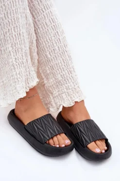 Discount Boto Klapki Damskie Piankowe Na Platformie Czarne Vanesha