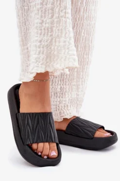 Discount Boto Klapki Damskie Piankowe Na Platformie Czarne Vanesha