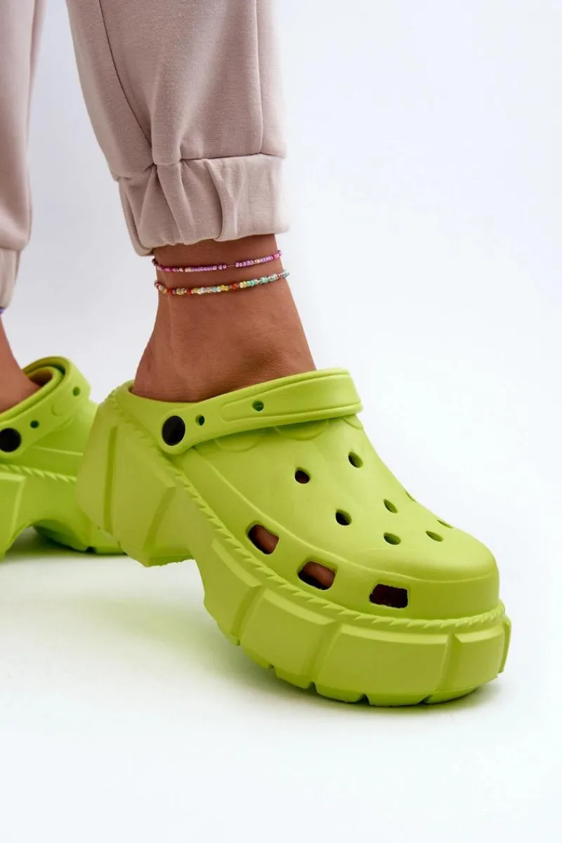 Clearance Klapki Damskie Piankowe Na Masywnej Podeszwie Limonkowe Witima Damskie Klapki Basenowe|Klapki Na Platformie
