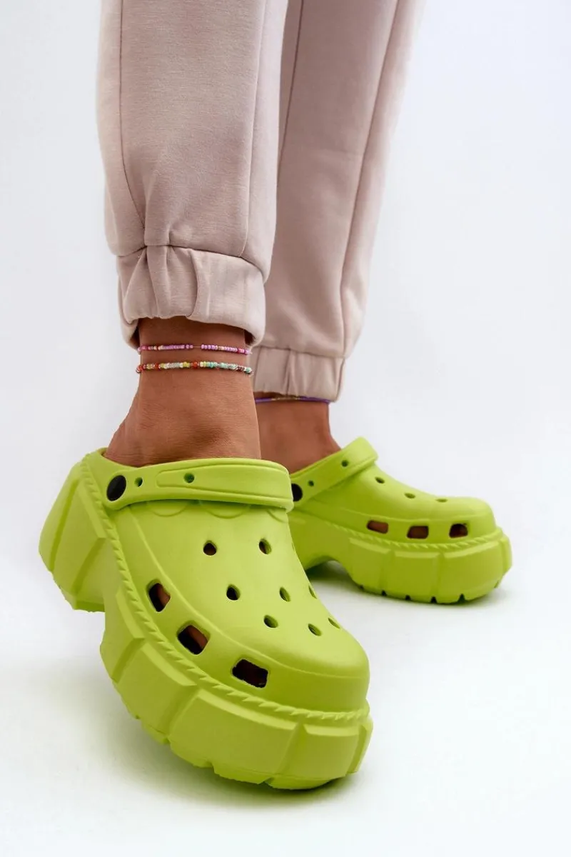 Clearance Klapki Damskie Piankowe Na Masywnej Podeszwie Limonkowe Witima Damskie Klapki Basenowe|Klapki Na Platformie