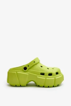 Clearance Klapki Damskie Piankowe Na Masywnej Podeszwie Limonkowe Witima Damskie Klapki Basenowe|Klapki Na Platformie