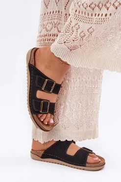 Hot Klapki Damskie Profilaktyczne AA000068 Czarne Damskie Klapki Na Platformie|Klapki Damskie Klasyczne