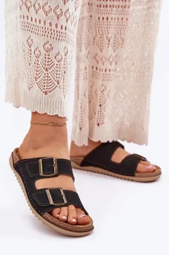 Hot Klapki Damskie Profilaktyczne AA000068 Czarne Damskie Klapki Na Platformie|Klapki Damskie Klasyczne