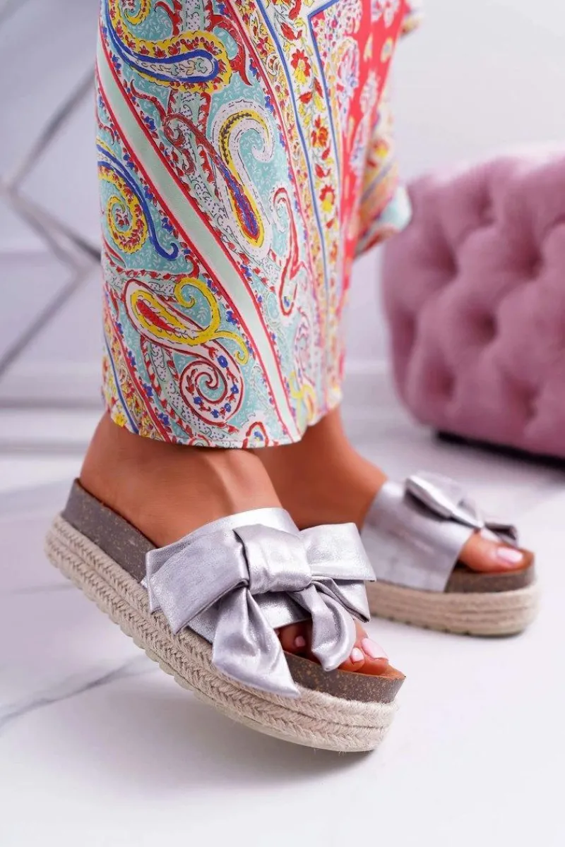 Best Boto Klapki Damskie Vices Srebrne 6275