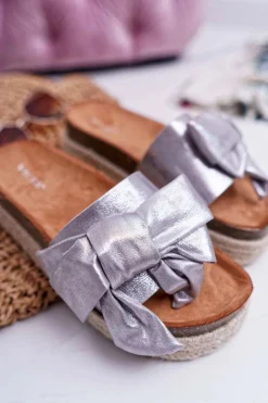 Best Boto Klapki Damskie Vices Srebrne 6275