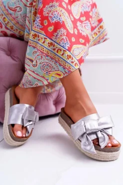 Best Boto Klapki Damskie Vices Srebrne 6275