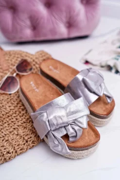 Best Boto Klapki Damskie Vices Srebrne 6275