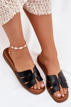 Best Boto Klapki Damskie Z Eko Skóry Czarne Lisanoria