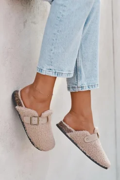 Clearance Boto Klapki Damskie Z Futerkiem Typu Baranek Beżowe Lorivine Beżowy