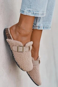 Clearance Boto Klapki Damskie Z Futerkiem Typu Baranek Beżowe Lorivine Beżowy