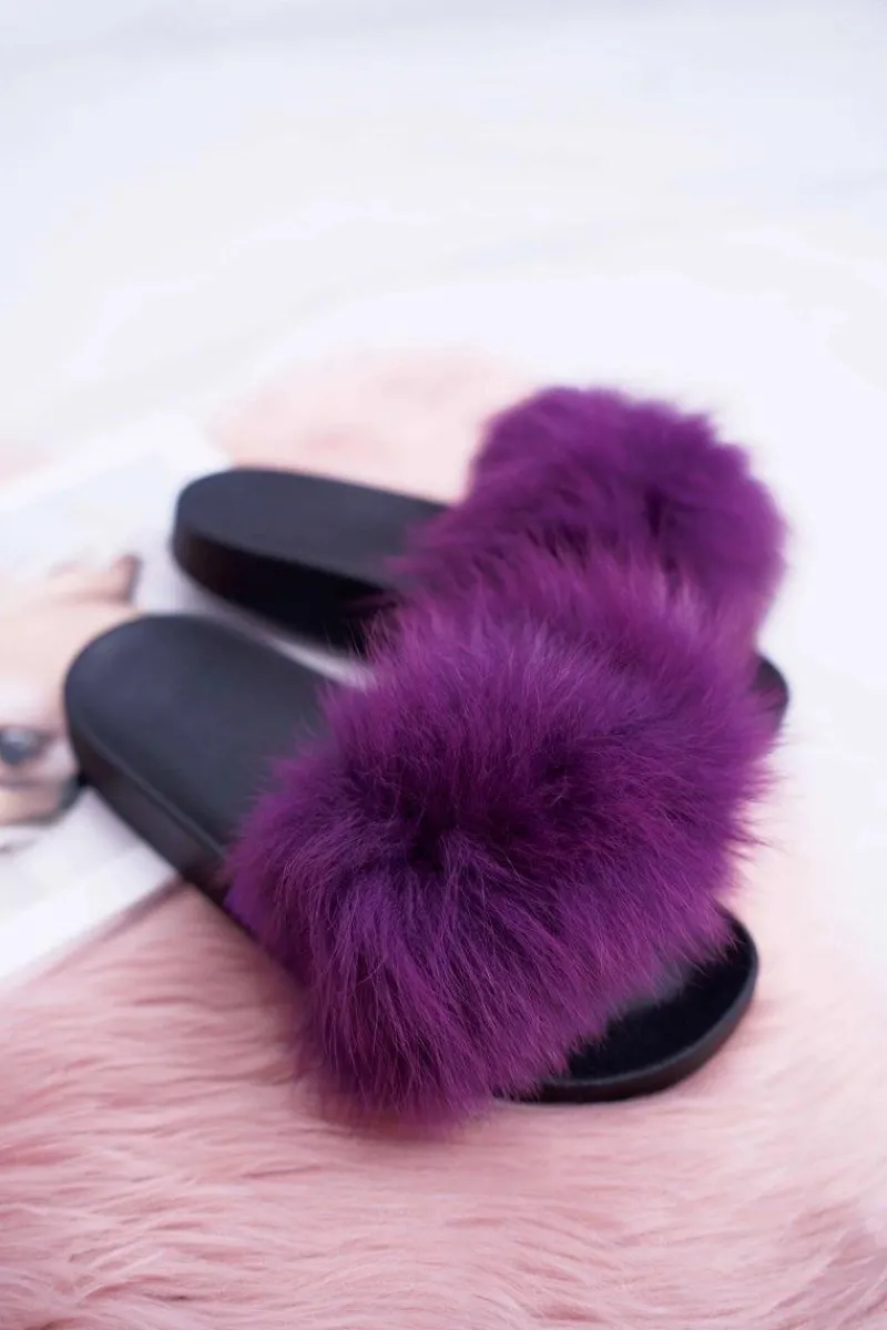 Outlet Klapki Damskie Z Futerkiem Fioletowe Mellow Damskie Klapki Z Futerkiem|Klapki Damskie Klasyczne