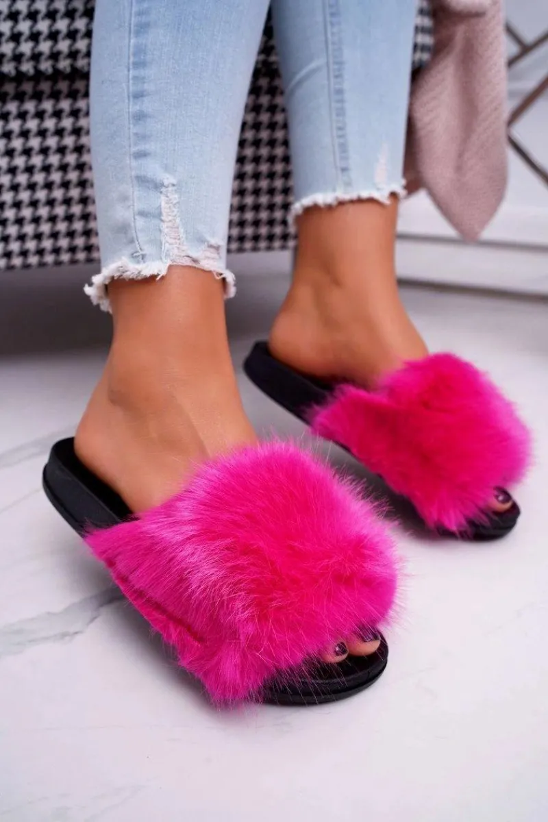 Best Klapki Damskie z Futerkiem Fuksja NiceFur Damskie Klapki Z Futerkiem|Klapki Damskie Klasyczne