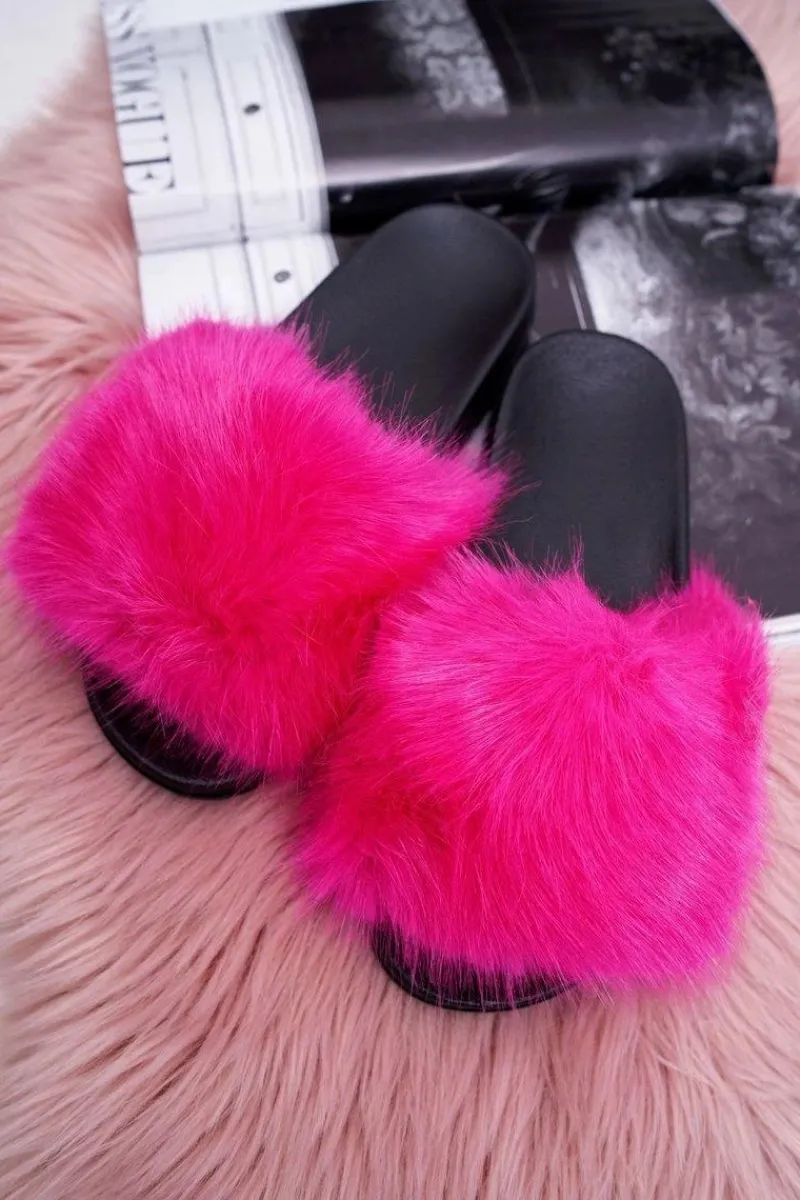 Best Klapki Damskie z Futerkiem Fuksja NiceFur Damskie Klapki Z Futerkiem|Klapki Damskie Klasyczne