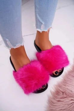 Best Klapki Damskie z Futerkiem Fuksja NiceFur Damskie Klapki Z Futerkiem|Klapki Damskie Klasyczne